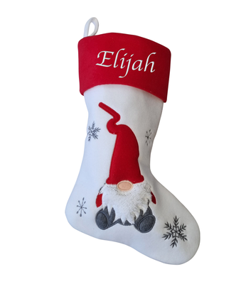 Personalised Embroidered Stocking Nordic Elf Design Scandanavian Tomte 40cm - Hoolaroo