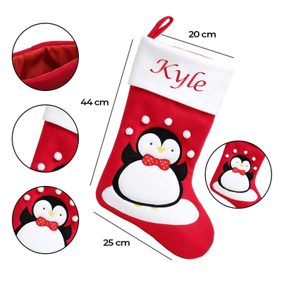 Personalised Embroidered Christmas Stocking with Fluffy Woodland Friends Kids Baby - Hoolaroo