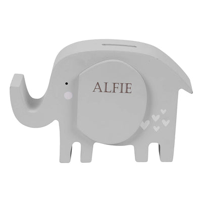 Personalised Engraved Baby Vintage Wooden Elephant Money Box Bank - Hoolaroo