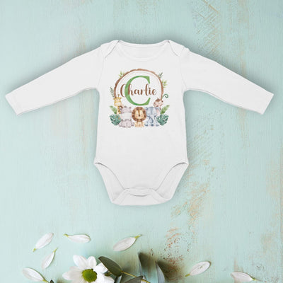 Hoolaroo Personalised Baby Grow Baby Vest Babygrow 0-3 Months Jungle Animals Name Clothing Newborn Gift Baby Shower Bodysuit Present Boy Baby Bodysuit - Hoolaroo