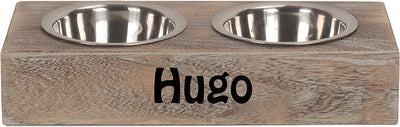 Personalised Dog Bowl Rustic Wooden Dog Bowl Stand Raised Dog Bowl Dog Feeding Station Dog Food Water Cat Pet - Hoolaroo