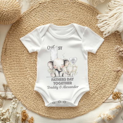 First Fathers Day BabyGrow Vest Personalised Bodysuit Baby Daddy Gift Together 2025 - Custom New Baby Outfit - Soft Cotton Baby Shower Present