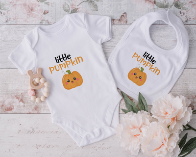 Personalised Baby Little Pumpkin Halloween Baby Grow Bodysuit 1st Halloween Outfit 2025 Cotton BabyGrow Vest Girl Boy Unisex Gift Name - Hoolaroo