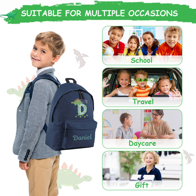 Personalised Dinosaur Backpack for boys or Girls Large 18L Kids Rucksack School Bag for Nursery and Toddlers Customisable Children's Baby Pack - Hoolaroo