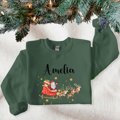 Personalised Family Matching Christmas Jumper Matching Christmas Sweatshirts Santa Sleigh Believes Christmas Jumper Adult and Child Boy Girl - Hoolaroo