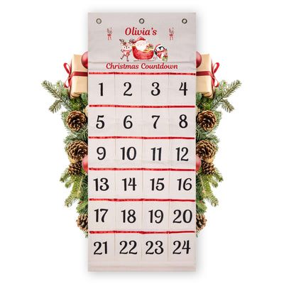 Personalised Fabric Advent Calendar Empty, Fill Your Own Fabric Advent Calendar Reusable Hanging Countdown Fillable Size Large - Hoolaroo