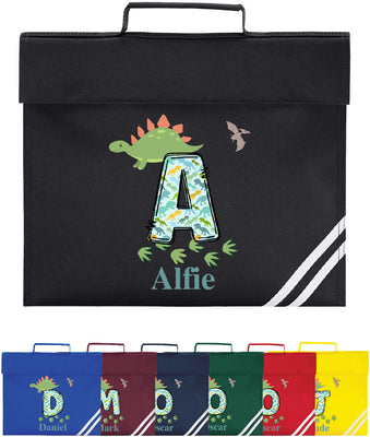 Personalised Dinosaur School Bag A4 Book Bag Homework Folder Kids