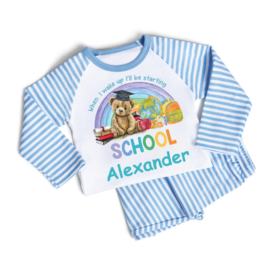 When I Wake Up I Will Be Starting School Nursery Pyjamas for Boys - Soft Cotton Long Sleeve Kids Sleepwear for New School Starters