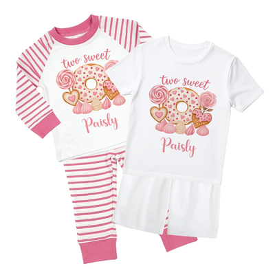 Personalised Two Sweet 2nd Birthday Pyjamas for Toddlers – Custom PJs for Boys and Girls – Second Birthday Nightwear – Soft Cotton 2nd Birthday Sleepwear