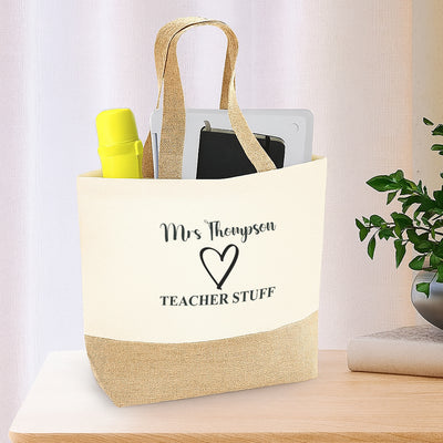 Personalised Teacher Bag – Thoughtful Teacher Gift with Pupil Heart Design – End of Term Tutor Leaving Present – Custom Thank You Gift for Teachers and Assistants