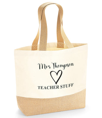 Personalised Teacher Bag – Thoughtful Teacher Gift with Pupil Heart Design – End of Term Tutor Leaving Present – Custom Thank You Gift for Teachers and Assistants
