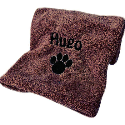 Personalised Embroidered Super Absorbent Microfibre Dog Towel Pet Towel100 x 50 cm Dark Brown - Hoolaroo