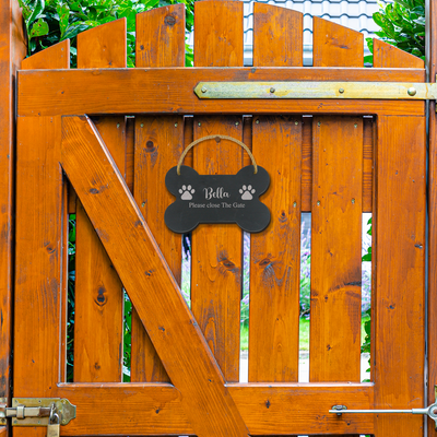 Personalied Dog Sign Please Close The Gate Sign Dog Signs For Gates Slate Engraved Garden Shut The Gate Name Plaque 14cm - Hoolaroo
