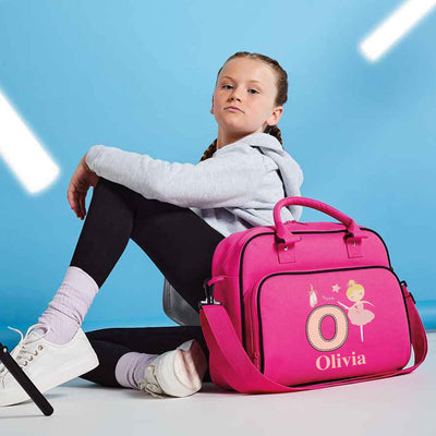 Personalised Dance Bags for Girls - Hoolaroo Gymnastics Bag Ballet Bags with Name in Baby Pink, Black, Purple or Hot Pink - Hoolaroo