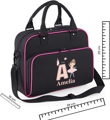 Personalised Dance Bags for Girls - Hoolaroo Gymnastics Bag Ballet Bags with Name in Baby Pink, Black, Purple or Hot Pink - Hoolaroo
