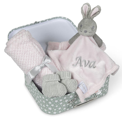 New Baby Girl Gifts Set Pink Bunny Baby Hamper Baby Shower Gifts Girl New Born Gift Basket Blanket Comforter Newborn Baby Gift - Hoolaroo