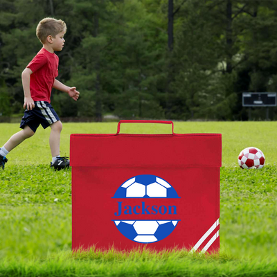 Personalised Book Bag School Kids Children's Boys Girls Junior Toddlers Music Any Name Football Design - Hoolaroo