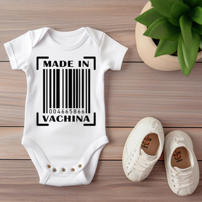 Cheeky 'Made in Vachina' Baby Bodysuit - Funny Baby Shower Gift & Unique Baby Announcement Outfit - Hoolaroo