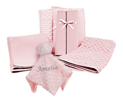Personalised Embroidered Newborn Baby Cot Bedding Set Blanket Sheets Comforter Large Gift Box | Perfect Baby Shower Gift for Girl or Boy - Hoolaroo