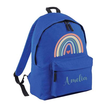 Personalised Boho Rainbow Backpack for Girls Large 18L Kids Rucksack School Bag for Age 3 4 5 6 Nursery Baby Customisable Children's Pack Name 42x31x21cm - Hoolaroo
