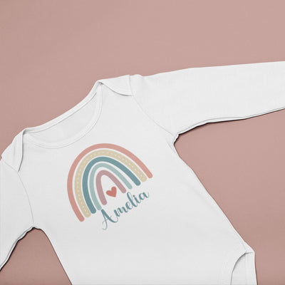 Personalised Baby Grow Baby Vest 0-3 Months Pink Blue Earth Rainbow Name Clothing Newborn Bodysuit Present Bib Girl Boy Unisex Baby Sleepsuit - Hoolaroo