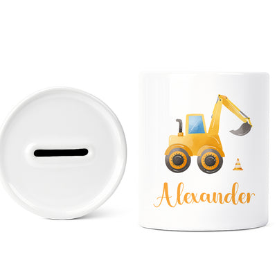 Personalised Money Bank Digger for Kids – Customised Ceramic Money Box Gift for Baby or Child – Ideal Nursery Keepsake or Birthday Present