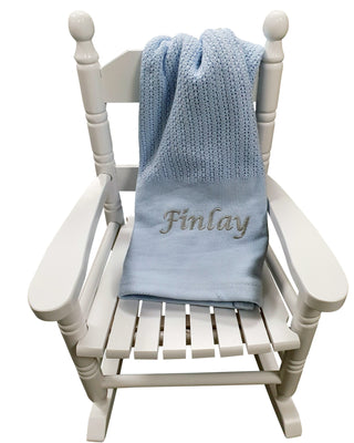 Personalised Blue Cellular Blanket Newborn Blanket Embroidered with Name Hospital Personalised Blanket Blue Baby Boy Gift - Hoolaroo