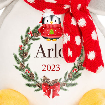Personalised Christmas Penguin Teddy Bear - Keepsake Baby/Toddler Gift - Great Stocking Filler - Hoolaroo