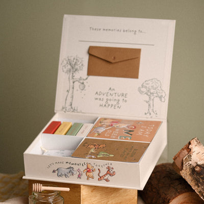 Winnie the Pooh Baby Memory Box - Keepsake Box with Milestone Cards for Boys & Girls Newborns - Hoolaroo