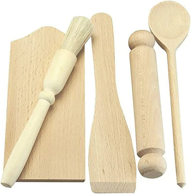 Personalised Christmas Apron Set Kids age 3-10 Xmas Cookie Baking Gift Toddlers Hat Rolling Pin Gingerbread Design