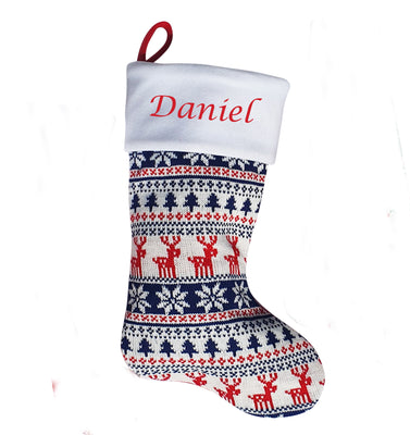 Personalised Embroidered Christmas Stocking Nordic Knit - Hoolaroo