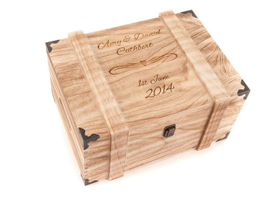 Personalised Engraved Baby Wooden Birth Keepsake Memory Chest Memory Box Vintage - Hoolaroo