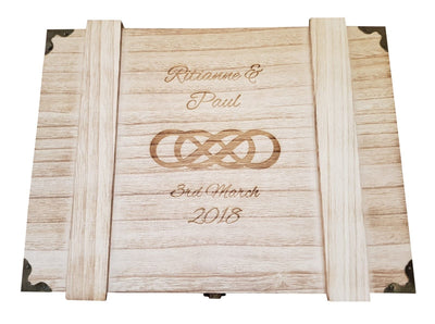 Personalised Engraved Wedding Wooden Keepsake Memory Chest Memory Box Infinity - Hoolaroo