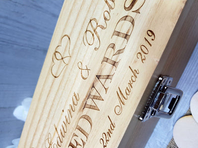 Personalised Engraved Wooden Wine Champagne Gift Box Wedding Engagement Gift - Hoolaroo