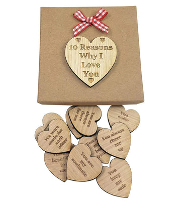 10 reasons why I love you - Vintage Romatic Valentines Gift - Romantic wooden Heart - Hoolaroo