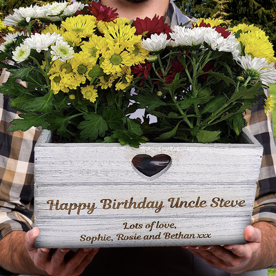 Personalised Planter Plant Pot Engraved Birthday Gift Lined Wooden Vintage Gifts for Nanny Mum Gran - Hoolaroo