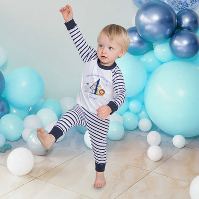 Boys Personalised Jungle Birthday Pyjamas - Custom Age One, Two, Three, Four PJs - Hoolaroo