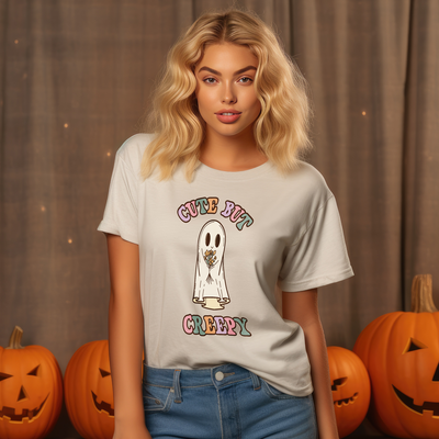 Retro Halloween T-shirt Ladies Fully Spooky Season Design Cute But Creepy - Hoolaroo