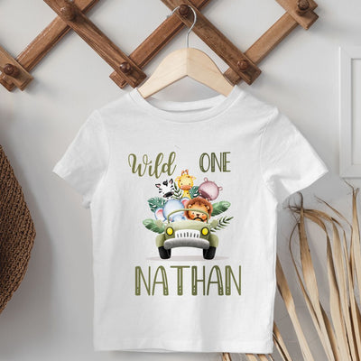 Personalised 1st Birthday T-Shirt for Boys & Girls - WILD ONE Jungle Design Age 1 - Hoolaroo