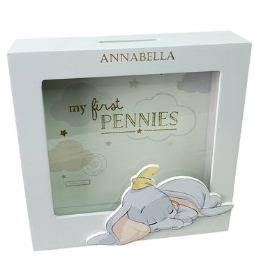 Personalised Engraved Baby Money Box Saving Bank Box Baby Disney Dumbo Gift - Hoolaroo