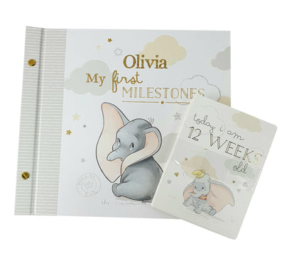 Personalised Dumbo Disney Magical Beginnings Album Milestone Card Newborn Gift - Hoolaroo