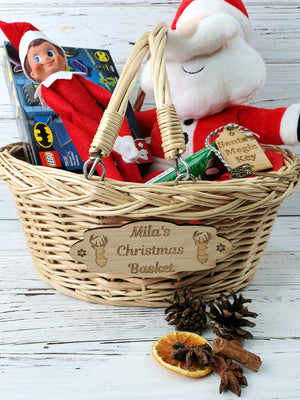 Personalised Engraved Christmas Basket Hamper Empty Make Your own - Hoolaroo