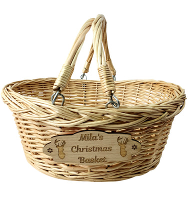 Personalised Engraved Christmas Basket Hamper Empty Make Your own - Hoolaroo