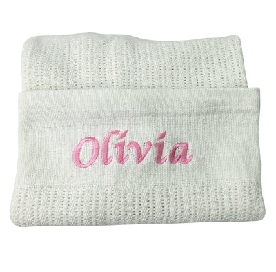 Personalised Cellular Blanket Newborn Blankets Embroidered With Name Hospital Personalised Blanket - Hoolaroo