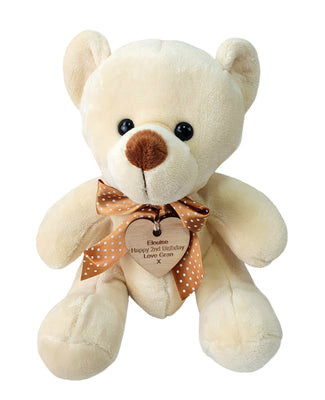 Hoolaroo Personalised Teddy Bear Plush With Vintage Wooden Personalised Engraved Heart Message Bears 20cm - Hoolaroo