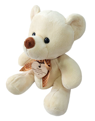 Hoolaroo Personalised Teddy Bear Plush With Vintage Wooden Personalised Engraved Heart Message Bears 20cm - Hoolaroo