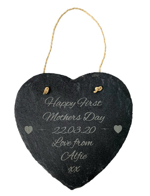 Hoolaroo Personalised 1st From Baby Engraved Slate Heart First Mothers Day From Son Daughter - Hoolaroo