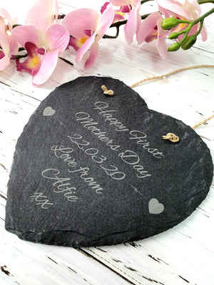 Hoolaroo Personalised 1st From Baby Engraved Slate Heart First Mothers Day From Son Daughter - Hoolaroo