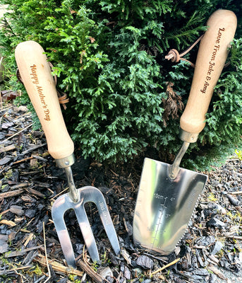 Personalised Garden Tools Engraved Gardening Gift Set Trowel and Fork Set Allotment Gifts - Hoolaroo