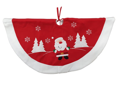 Christmas Tree Skirt Red Plush Santa Base Cover - Hoolaroo